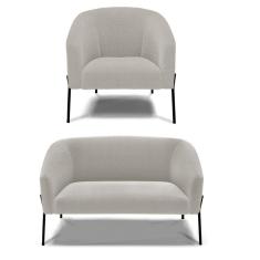 Sofá Namoradeira E Poltrona Pé Ferro Preto Stella Bouclê Cinza D03 - D`rossi