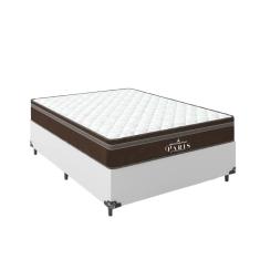 Cama Box Viúva + Colchão Paris Molas Ensacadas Pocket - 61x128x188cm - e-Shop Casa - Couro Branco