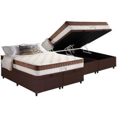 Kit Cama Box Baú King Superlastic King Best com Colchão Molas Ensacadas Courano Brown 193x203 Anjos