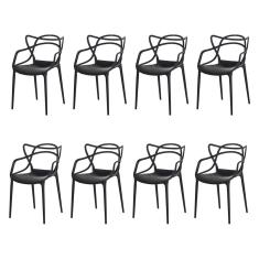 Kit 8 Cadeiras Allegra Preta Sala Cozinha Jantar