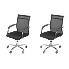 Kit 2 Cadeiras Escritorio Diretor Tela Mesh Roma 3312 - Espresso Móvei