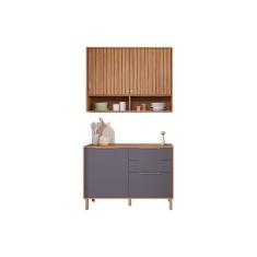 Kit De Cozinha Completa 2 Peças Divina (1aéreo+1balcão) C2p44 Freijo-titanium - Mgm