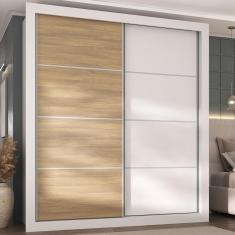 Guarda Roupa Casal Alasca 2 Portas de Correr 4 Gavetas MDP Madeirado-branco Multimóveis