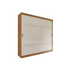 Guarda Roupa Casal Blumenau 2 Portas de Correr 4 Gavetas 100% MDF Avelã-Off White Panan Móveis
