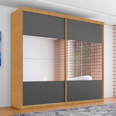 Guarda Roupa Casal Aroeira Naturalle Grafite 2 Portas de Correr 4 Gavetas MDF Naturalle-Grafite Casa H