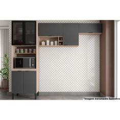 Cozinha Modulada Completa Firenze 3 Peças (2 Aéreos+1Paneleiro) CP07 Avena/Grafito - Demóbile