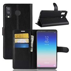 Capa para Samsung A8 Star, capa carteira flip de couro PU premium com compartimento para cartão, suporte e fecho magnético [capa interior à prova de choque de TPU] Compatível com Samsung A8 Star