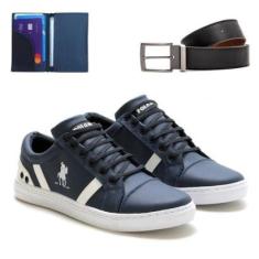 Tênis Sapatênis Masculino De Amarrar Com Carteira E Cinto 08-Masculino