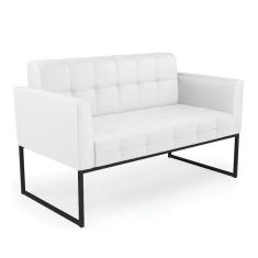 Sofá Namoradeira Elisa Corino Branco Base Metálica Industrial Preto - D`rossi