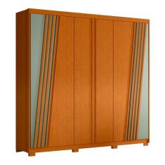 Guarda Roupa Ouro Verde Ripado 6 Portas Albatroz, Cinamomo/Sálvia