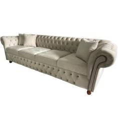 Sofá Chesterfield Victório Veludo Nude 2,60cm - NOVO ENCANTO