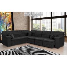 Sofá Magno 2.57x3.32m De Canto, Retrátil E Reclinável - Preto