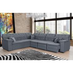 Sofá Magno 2.57x3.32m De Canto, Retrátil E Reclinável - Chumbo