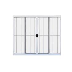Janela 4 Folhas De Correr C/ Grade 1.00 X 1.50 Alumínio Branco Linha Modular - Hale