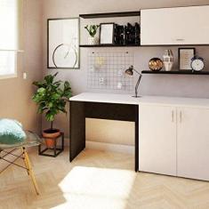 Mesa Reta Corp 25mm 80 cm 47 cm Bramov Móveis Preto/Branco
