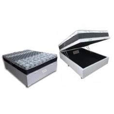 Conjunto Cama Box Baú Casal Viúva + Colchão de Molas Castor Class  128