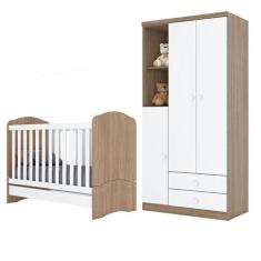 Berço Nacional Bala de Menta e Guarda Roupa Infantil Pique-Esconde Rús