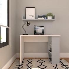 Conjunto de Mesa com Prateleiras para Escritório ou Home Office 90 Cm 