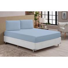 Jogo de Lençol Percal 180 Fios Casal Queen 3 Peças Azul - CONFECÇÕES E