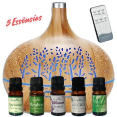 Umidificador e Aromatizador de Ar Purificador Led com 5 Essências Arom