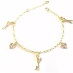 Pulseira Cabeleireiro Tesoura Folheado A Ouro 18k