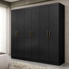 Guarda Roupa Casal 6 Portas Paris Maxel Móveis, Preto Fosco