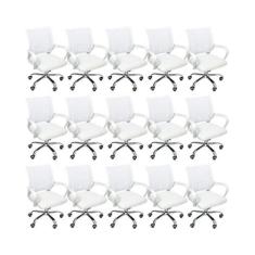 Kit 15 Cadeiras De Escritório Begonia Tela Mesh Ergonômico Branco - Of