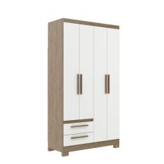 Guarda-roupa Solteiro 4 Portas E 2 Gavetas Wood-branco