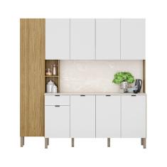 Armario De Cozinha Compacta 9 Portas 1 Gaveta Pulse Freijó Artico Riscatto Freijó