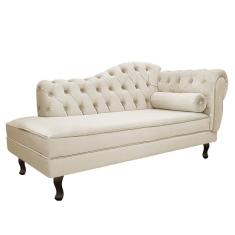 Divã Recamier Diana Lado Esquerdo 120cm Suede Bege