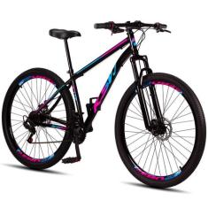 Bicicleta Aro 29 Aço Carbono KSVJ Freios Disco Suspensão 21 marchas - 