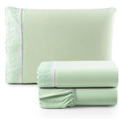 Jogo de Lençol Lese Percal 180 Fios Solteiro 3 Peças Barato - Verde - 
