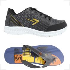 Kit Tenis Box 200 e Chinelo Masculino Tamanho Especial Do 45 Ao 49 Macio Confortavel Versatil-Masculino