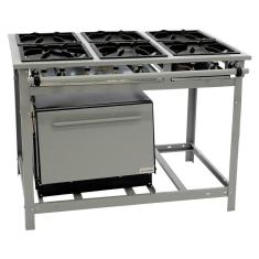 Fogão Industrial Venâncio 6 Bocas a Gás Alta Pressão com Forno Linha Vulcão VAP6F