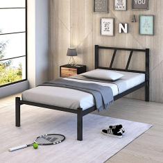 Cama De Ferro Alto Padrão Helena Solteiro Preto