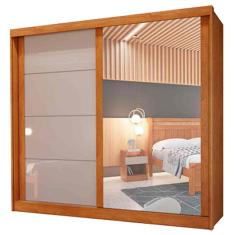 Guarda Roupa Viena Casal com Espelho 2 Portas 4 Gavetas Bianchi Cor Naturale Off White