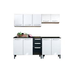 Kit De Cozinha Modulada 4 Peças Evidence (2 Armários + 2 Balcões) C4P61 Branco/Preto - Bertolini