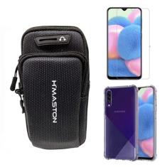 Capinha Anti Impacto e Braçadeira Capa Porta Celular Para Corrida + Película Vidro Compatível Samsung Galaxy A30s