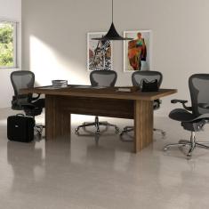 Mesa Escritório Reunião Grande 200x100cm Nogal - Tecno Mobili