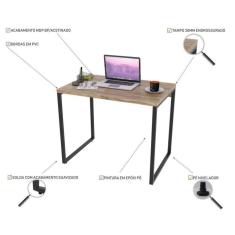 Conjunto Home Office 2 Peças Com 1 Escrivaninha E 1 Gaveteiro 4 Gavetas Kuadra Compace Carvalho