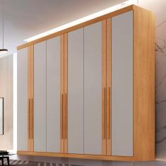 Guarda-roupa 100% Mdf 6 Portas 6 Gavetas Istambul NATURALLE / OFF WHITE