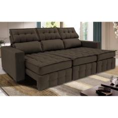 Sofá Retrátil e Reclinável 2,50m Molas Ensacadas e Costura Tripla Cama