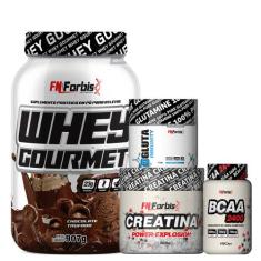 Kit Whey Gourmet Pote + Creatina 300g + Glutamina 150g + BCAA 100 cáps