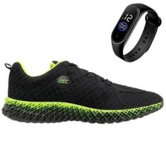 Tênis Esporte Feminino e Masculino Tecido Tramado Para Academia Corrida + Relógio Led Digital-Unissex