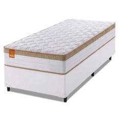 Cama Box Colchão Solteiro Molas Ensacadas Real 88x188x65cm Linho Branc