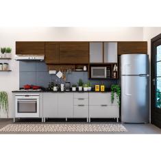 Cozinha Completa Bartira Rubi com 8 Portas, 5 Gavetas e 5 Prateleiras - 360cm de largura - Grapia