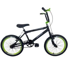 Bicicleta Infantil Cross Freestyle Aro 20 Masculina Preto/Verde Neon