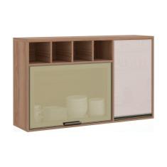 Armário Aéreo 120cm 1 Porta 1 Porta Basculante Vidro Reflect