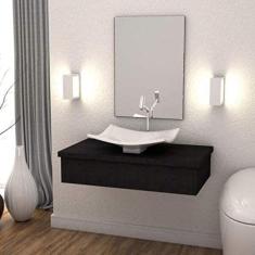 Bancada para Banheiro 80cm com cuba Folha F44 800w Metrópole Compace Preto Onix