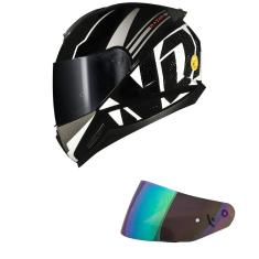 Capacete Norisk Razor Full Preto e Branco Mais Viseira Camaleão